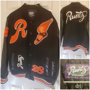 Letterman Jacket by Runtz Worldwide. Leather Sleeves & Trim - Size Large.